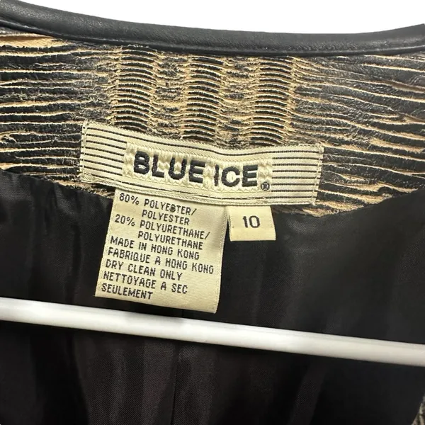 Blue Ice Tan Black Textured Zip Up Zip Sides and Cuffs Blazer Jacket Womens 10 - Image 11