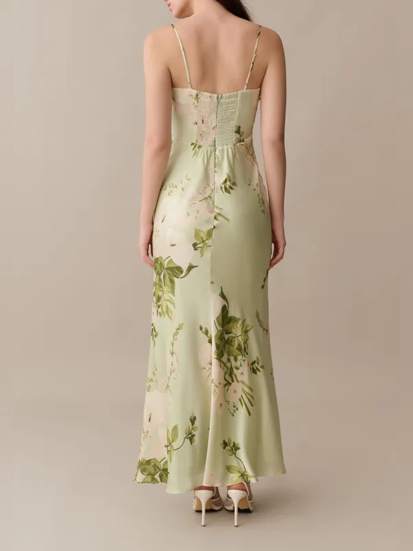 NWT o.p.t Mazzy Silk Dress size Large L Few Moda Mint Blossom Green floral maxi - Image 5