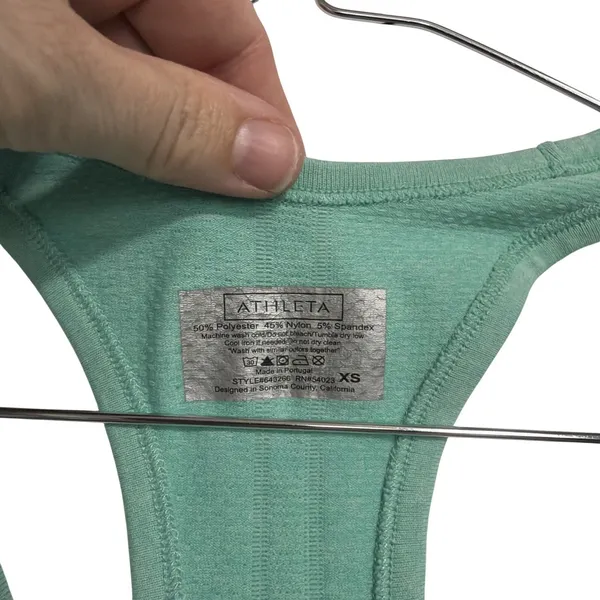 Athleta Womens XS Green‎ Heathered Ruched Seamless Racerback Tank Top 648266 - Image 3