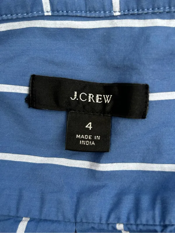 J.Crew Patch Pocket 100% Cotton Poplin Shirt Dress Blue & White Stripe Size 4 - Image 3