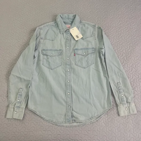 Levi’s western denim short button down long sleeve cowgirl small - Image 4