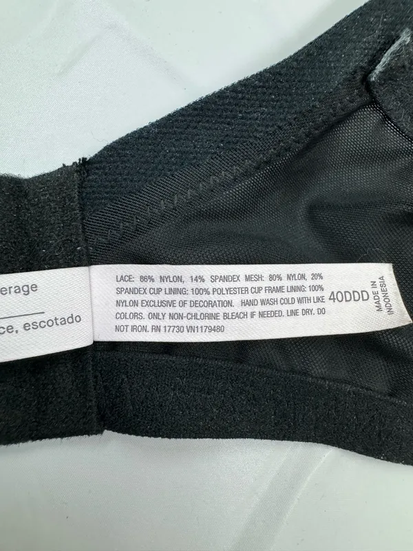Auden Black Push-Up Plunge Coverage Underwire Bra with Lace Size 40DDD - Image 6