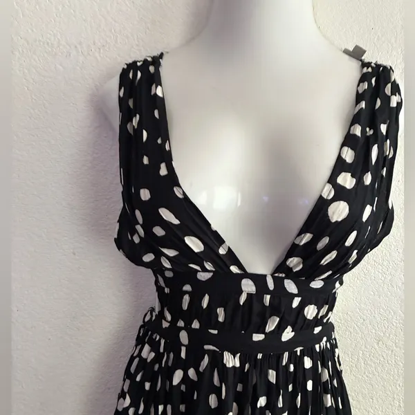 ASOS Front Slits Back Cut Out Black and White Patterned Maxi Beach Dress 2 - Image 6