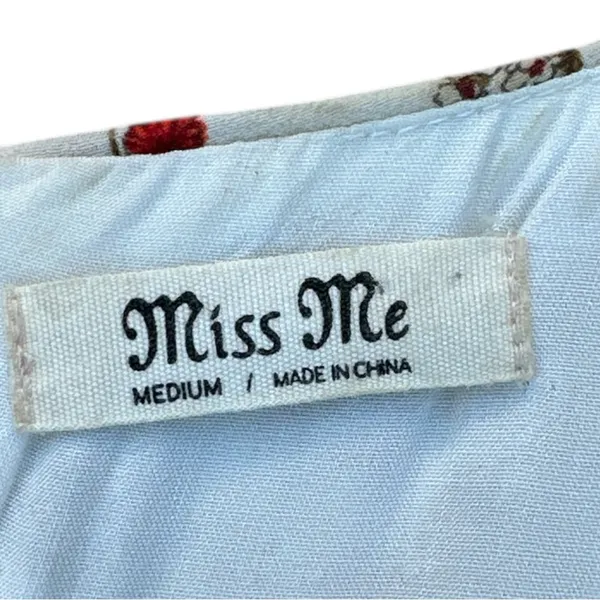 Miss Me Floral Lace-Up Back Skater Mini Dress Blue V-Neck Size M - Image 3