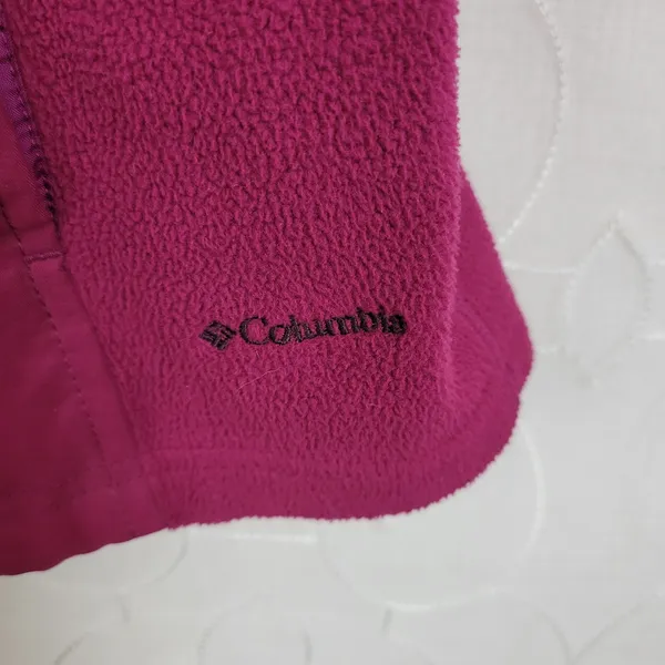 Columbia Womens Jacket Vest Sz S Pink Mock Neck Full Zip Fleece Paneled Lined - Image 6