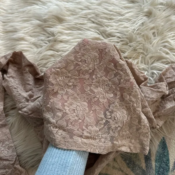 REFORMATION Adriano Lace Knit Top In Chai - Image 5
