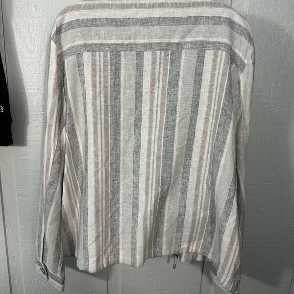 Jones New York Linen Gray Blue Stripes Lightweight JACKET/Blazer SIZE XL EUC - Image 7