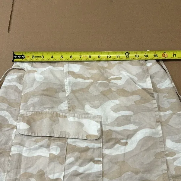 Zara Linen Blend Camo True Wrap Mini Cargo Skirt 9189/034/743 Medium Beige White - Image 10