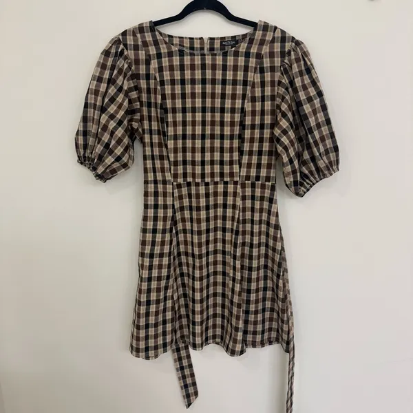 Nasty Gal Checkered Puff Sleeve Mini Dress - Image 2