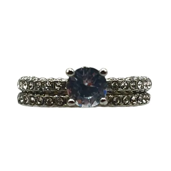 Cubic Zirconia Double Band Engagement Style Promise‎ Ring Size 6.5 Bling Sparkle - Image 5