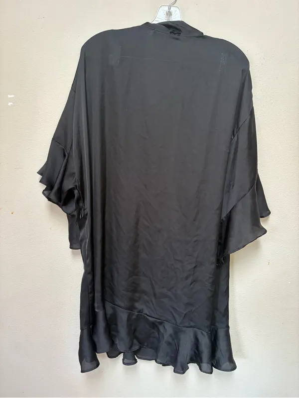 Victoria’s Secret Black Satin Kimono Robe Ruffle Sleeve Tie Front M L - Image 2