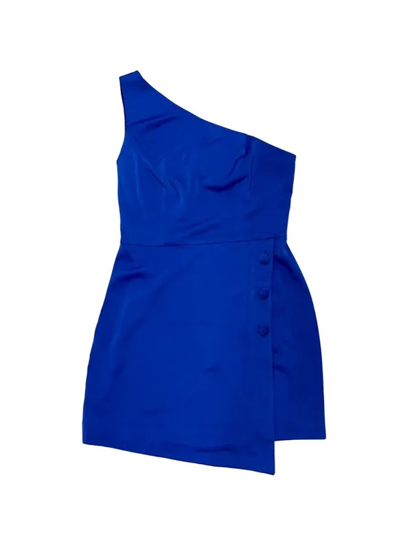NBD Tere One Shoulder Mini Dress Bright Cobalt Blue Cocktail size XS - Image 3