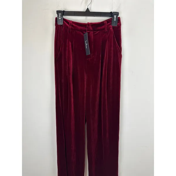 Lulus Posh Idea Plum Velvet High-Rise Straight Leg Trouser Pants Small NWT - Image 6