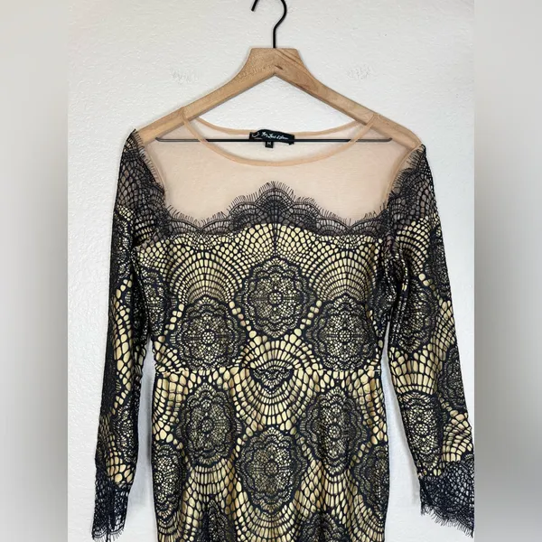 For Love & Lemons Grace Dress in Black Nude Mesh Lace size Medium $285 - Image 5