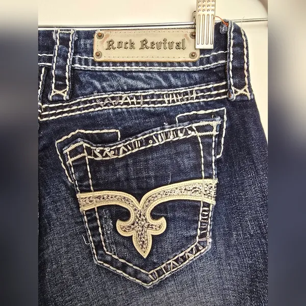 Rock Revival WOMENS ELLA EASY Boot Cut Blue Jeans. - Image 3