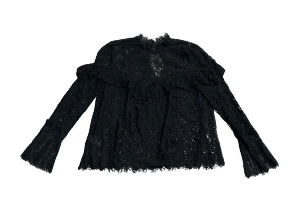 x Revolve Mariella Lace Ruffle Blouse in Black - Image 2
