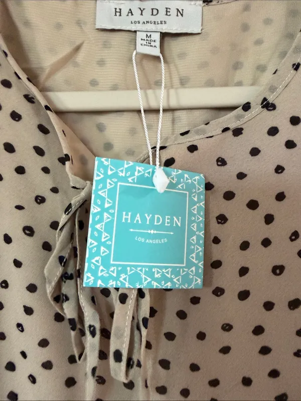 Hayden Beige Midi Dress with Black Polka Dots - Image 3