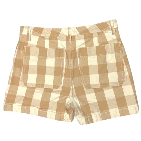 Madewell Earthen Sand Tan Gingham Emmett Shorts Womens‎ 31 Button Front EUC - Image 3