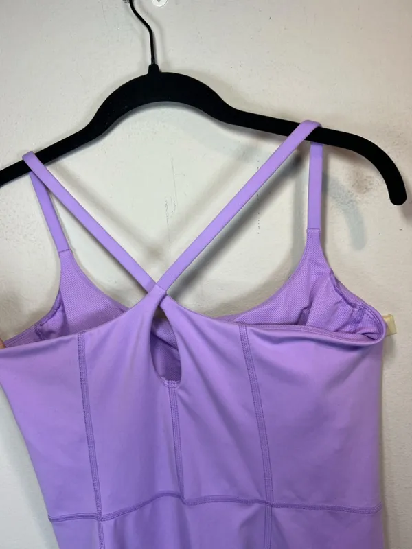 All In Motion Athletic Romper Body Suit Lilac Purple Shelf Bra Bike Shorts Large - Image 7