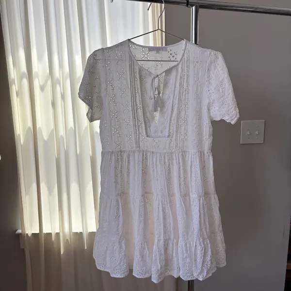 Olivaceous Eyelet‎ Sundress S White Cottagecore Summer Beachy Coquette Preppy - Image 3