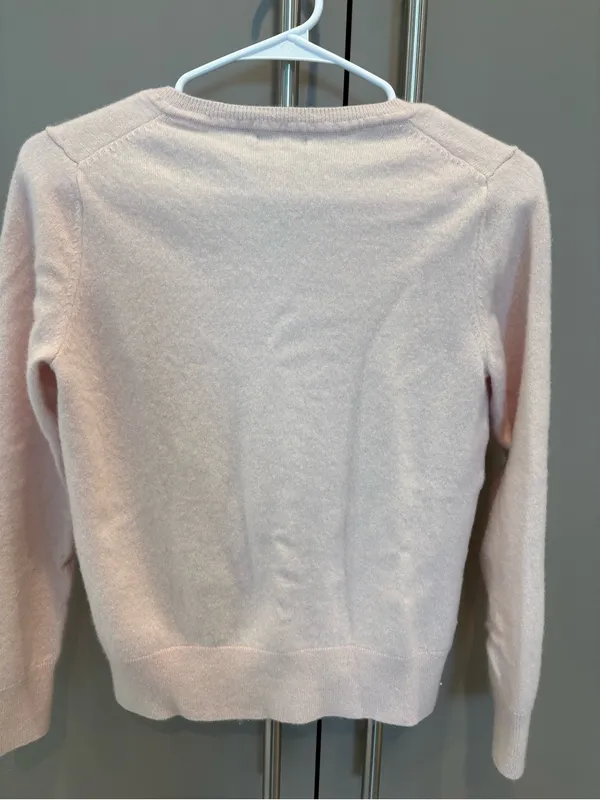 Quince 100% Cashmere V-Neck Sweater Blush Pink Quiet Luxury - size M Flawed - Image 6