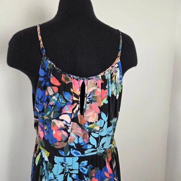 Lucy & Laurel Floral Maxi Dress Watercolor Sleeveless Vacation Braided XL - Image 6