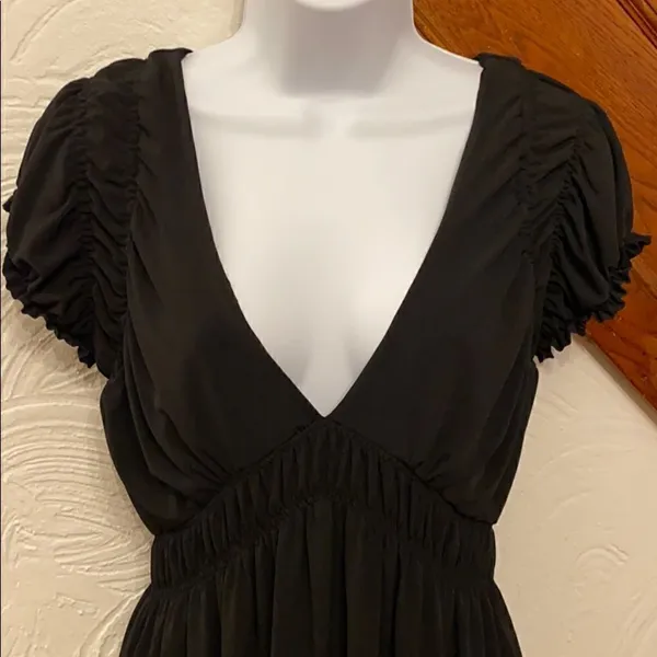Laundry by Design Mini Dress‎ Women Black Ruched Empire Waist V-Neck 6 - Image 2