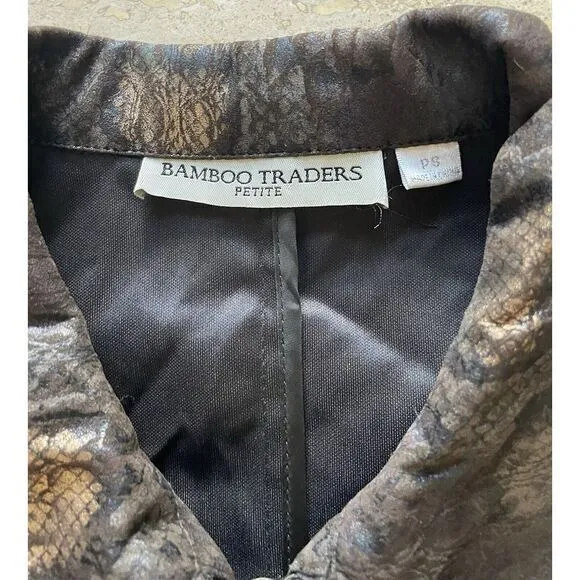Bamboo Traders Jacket Metallic‎ Snake Print Zip Long Sleeve PS Petite S - Image 3