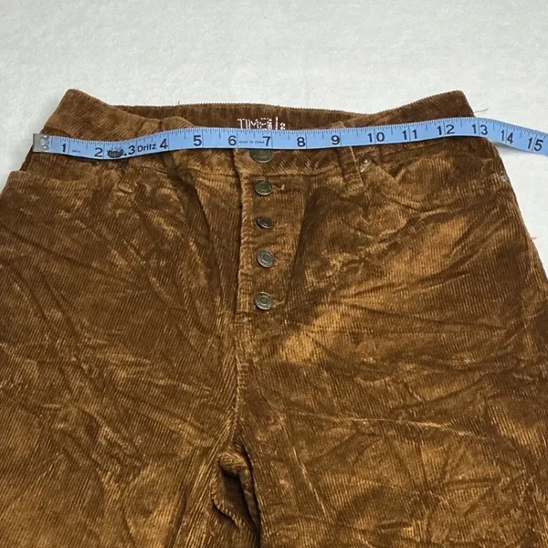 Time and Tru Womens Brown High Rise Wide Leg Corduroy Pants Size 2 Button Fly - Image 5