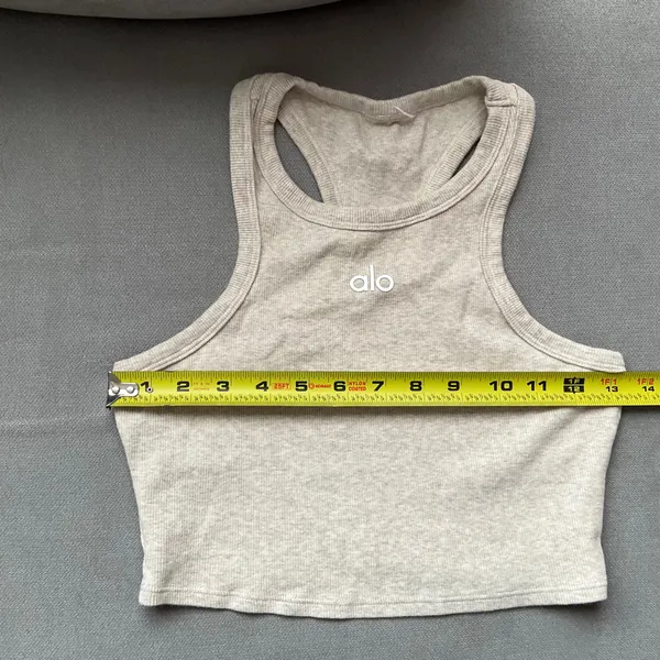 Alo Yoga Aspire Tank Oatmeal Heather/White XS - Image 3