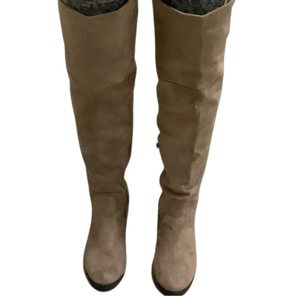 BAMBOO Over the Knee or Below the Knee Taupe Tan Faux Suede Boots. - Image 6