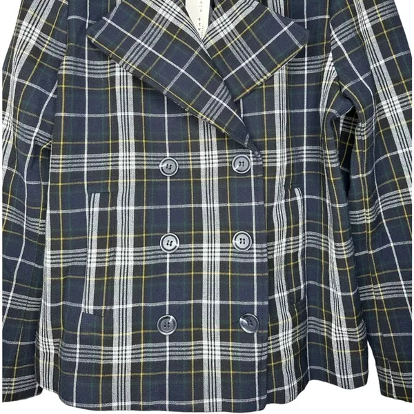 Anthropologie Current Air Plaid Double Breasted Coat Medium - Image 6