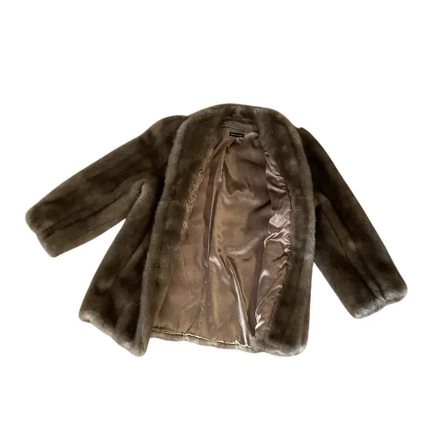 Vintage Made in USA Brown Faux Fur Coat Women’s Jacket Long - Image 5
