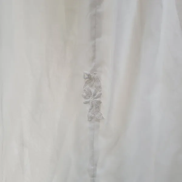 Vintage Wedding Dress White Floral Applique Boho Bridal Gown Union Made - Image 15