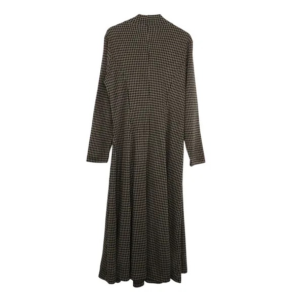 Alias 90s Vintage Tan and Black Houndstooth Long Sleeve Turtleneck Dress Medium - Image 4