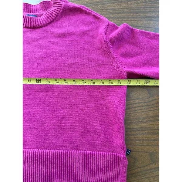 GAP Womens Fuchsia Pink Ribbed Hem Crewneck Sweater‎ Size Medium Side Slit Knit - Image 6