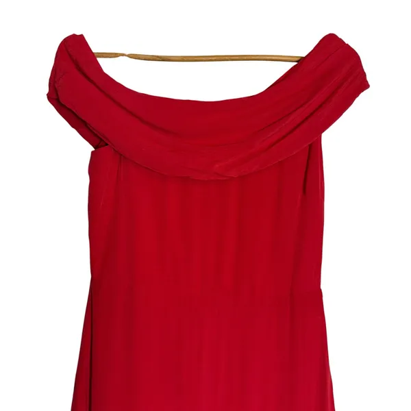 Lovers + Friends Revolve Red Off the Shoulder Side Slit Cocktail Maxi Gown S - Image 3