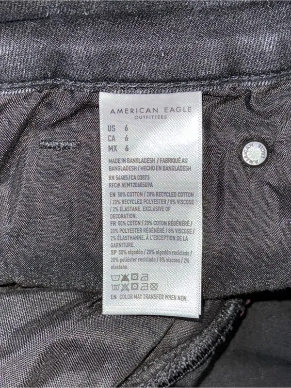 American Eagle High Rise Shortie Black Jean Shorts Stretch Distressed Womens 6 - Image 8