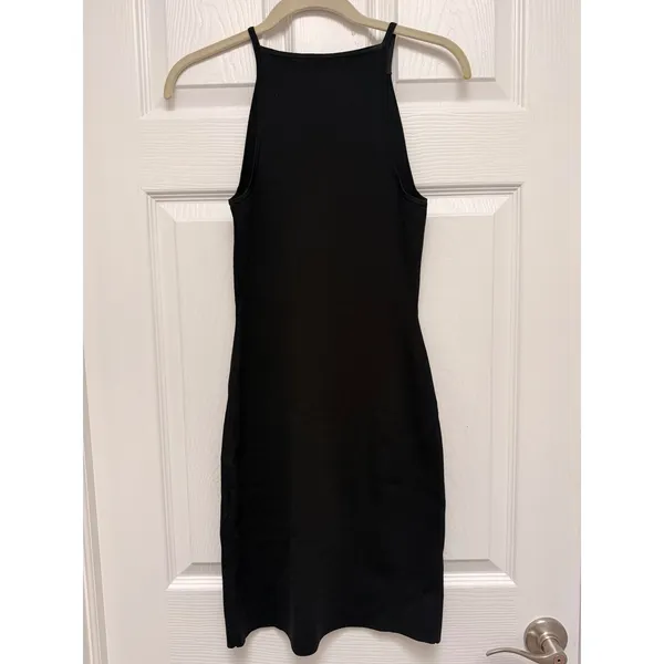 COS Knitted Bodycon Dress Black High Neck Sleeveless Ribbed Mini XS - Image 2