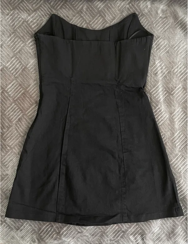 White Fox Boutique Black Corset Mini Dress with Slit - Image 7
