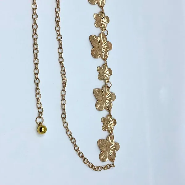 Vintage Y2K Boho Gold Flower Chain Belt, Fits 12.5–36 Inches, X7GA1179 - Image 7
