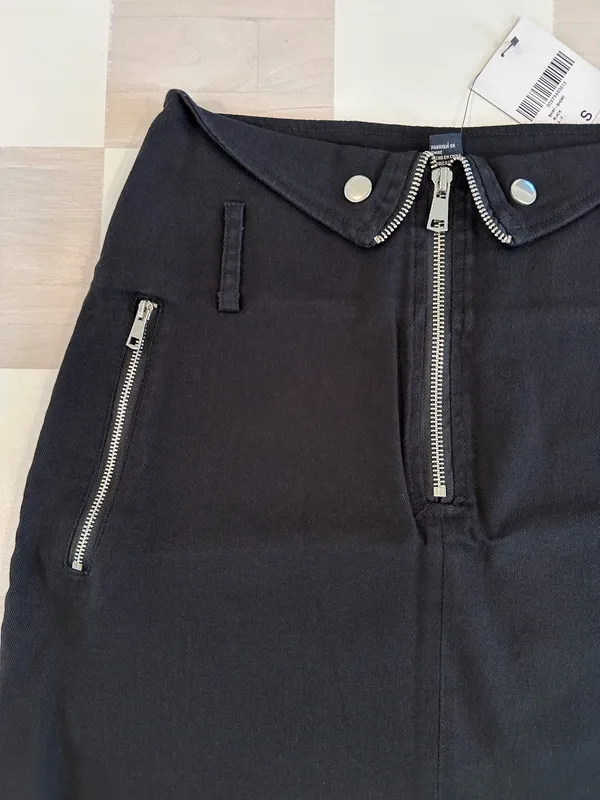black silver zip front mini skirt grunge whimsigoth punk emo skater pencil witch - Image 2