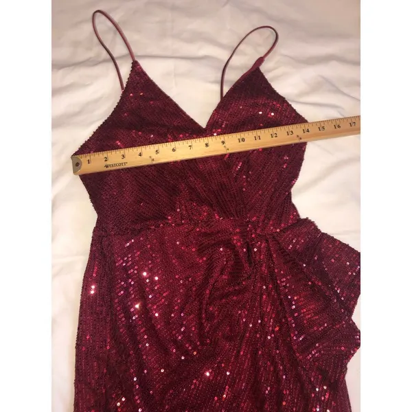 Cocktail Dress Size S Red Sparkle Sequined Party Cocktail Disco Wedding Guest - Image 4