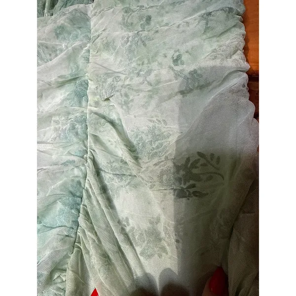 NWT Lulus Jamie Mint Green Floral Mesh Sheer Hem Maxi Dress Gala Banquet Sz L - Image 7