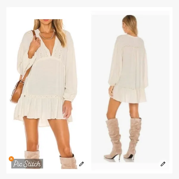 Free People Rugged Beauty Swing Dress Ecru - Image 2