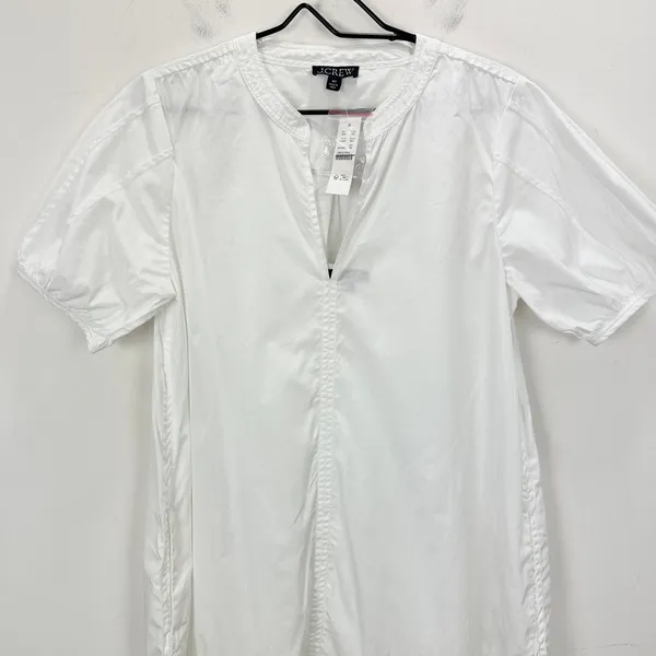 J.Crew Tall Delilah Dress Cotton Poplin Puff Sleeve Minimalist White Medium NWT - Image 10