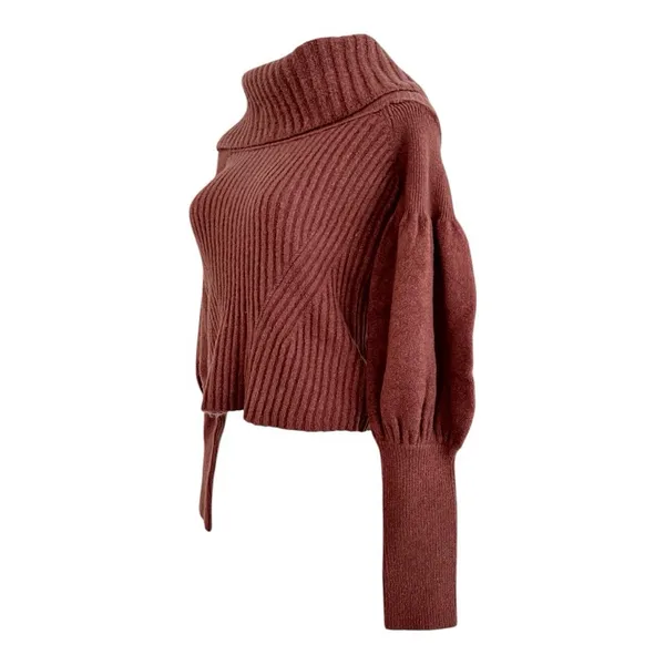 ANTHROPOLOGIE The Tessa Off The Shoulder Puff Sleeve Sweater Mauve NEW - Image 5