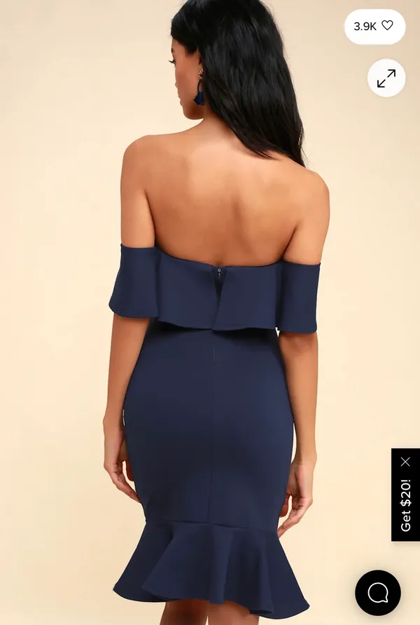 Lulus Confidence Boost Navy Blue Off The Shoulder Bodycon Dress - Image 4