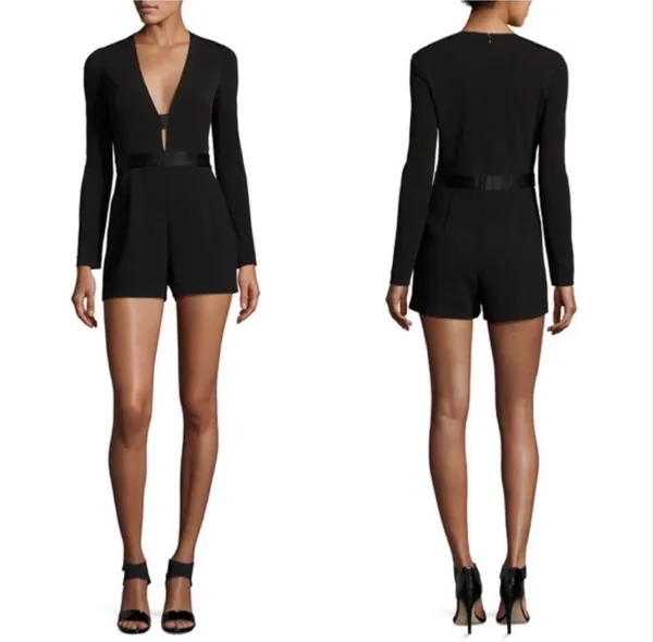 Diane von Furstenberg DVF Kyara Tuxedo Romper Black NWT Size 12 - Image 8