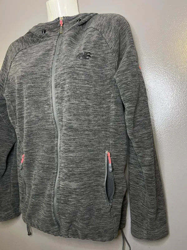 New Balance Jacket Womens Medium Gray Fleece Hooded Full Zip Pockets Athletic - Image 4